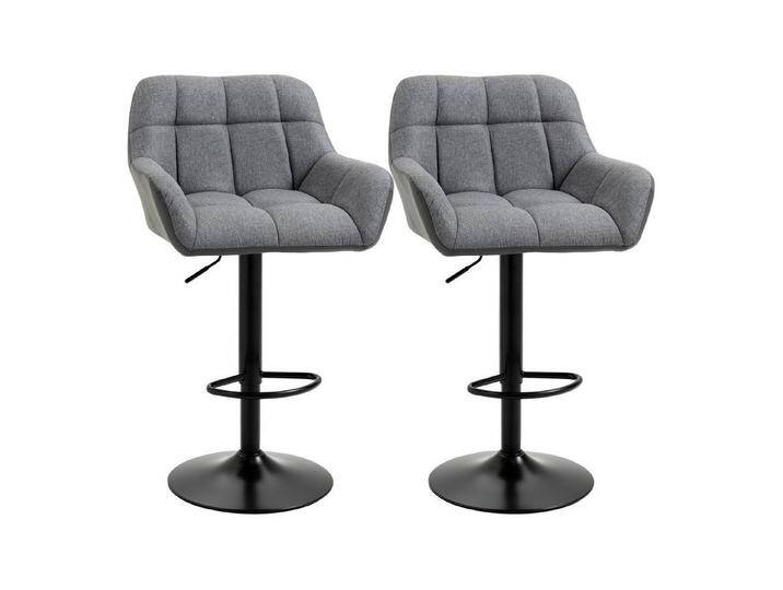 HOMCOM Barhocker Bistrohocker mit Lehne und Fußstütze (Bistrohocker, 2 St., Barstuhl), Grau 57,5 x 52,5 x 93-114 cm, grau von Homcom