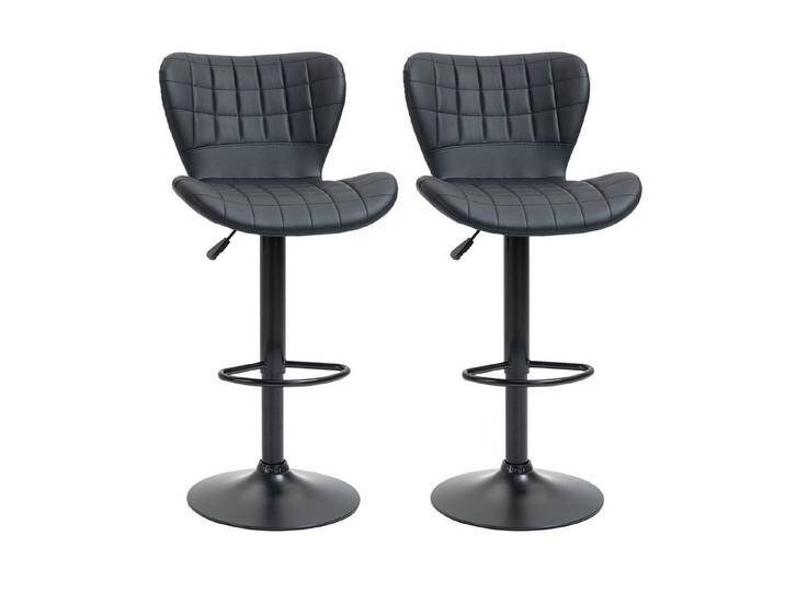 HOMCOM Barhocker Drehstuhl mit Rückenlehne (Tresenhocker, 2 St., Barstuhl), Schwarz 47 x 51,5 x 89-109 cm, schwarz von Homcom