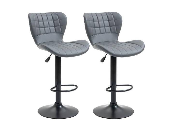 HOMCOM Barhocker Küchenhocker Drehstuhl mit Rückenlehne für Küche (Tresenhocker, 2 St., Küchenhocker), für Wohnzimmer, Grau, grau von Homcom
