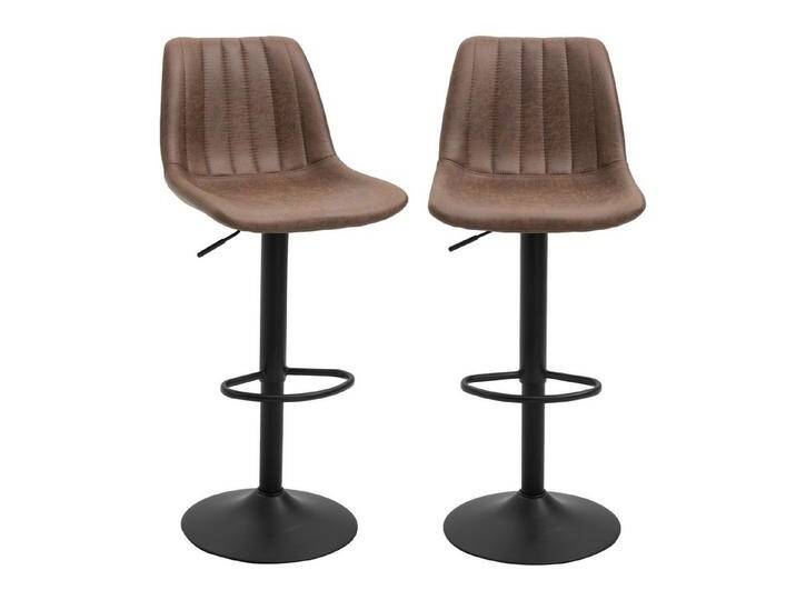 HOMCOM Barhocker Tresenstuhl mit Fußstützen (Drehstuhl, 2 St., Barstuhl), Braun, Polyester, 43 x 46,5 x 89-110 cm, braun, Braun von Homcom