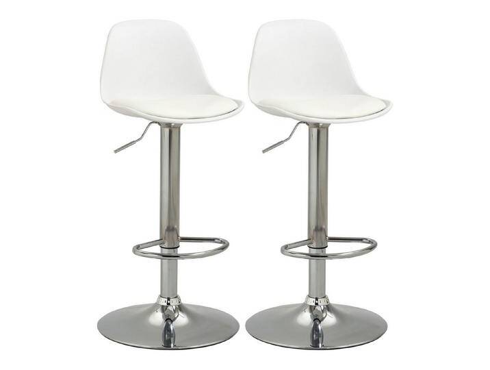 HOMCOM Barhocker höhenverstellbare, drehbare Drehstühle (Barstühle, 2 St., Sitzhocker), Weiß 40 x 42 x 82-104 cm, weiß, Weiß von Homcom