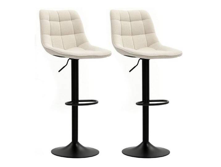 HOMCOM Barhocker mit Lehne, Stahlgestell, Chenille-Optik (Höhenverstellbare Küchenstühle mit Fußstütze, 2 St., Gepolstert Barstuhl), Drehbar Tresenhocker für Küche, Wohnzimmer Beige von Homcom
