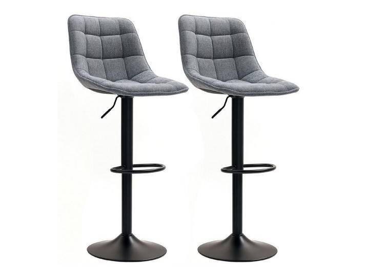 HOMCOM Barhocker mit Lehne, Stahlgestell, Chenille-Optik (Höhenverstellbare Küchenstühle mit Fußstütze, 2 St., Gepolstert Barstuhl), Drehbar Tresenhocker für Küche von Homcom