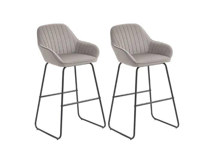 HOMCOM Barhocker mit Stoffbezug, Metallbeinen (Polsterhocker, 2 St., 2er-Set Barstühle), 50,5 x 53 x 96 cm, Grau, grau von Homcom