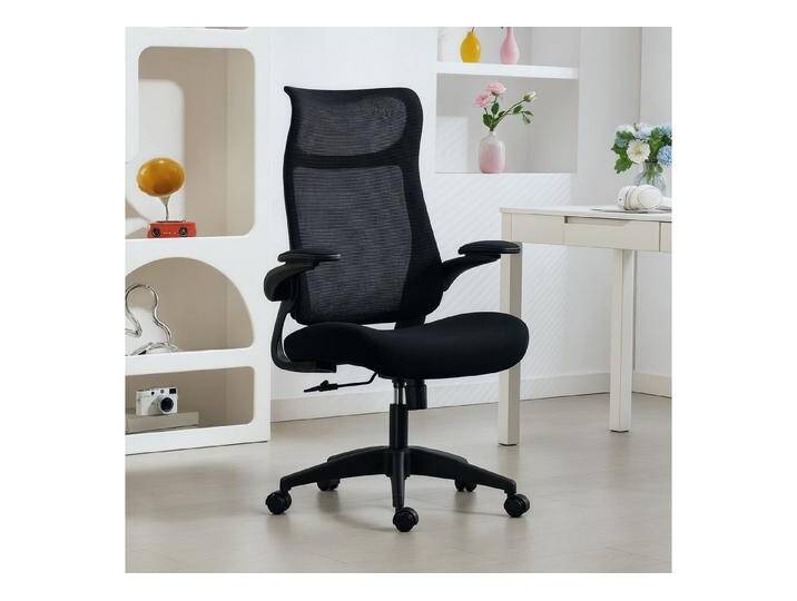 HOMCOM Bürostuhl Schreibtischstuhl mit Netzstoff-Rückenlehne (Drehstuhl, 1 St), für Arbeitszimmer, Büro, Schwarz, schwarz von Homcom