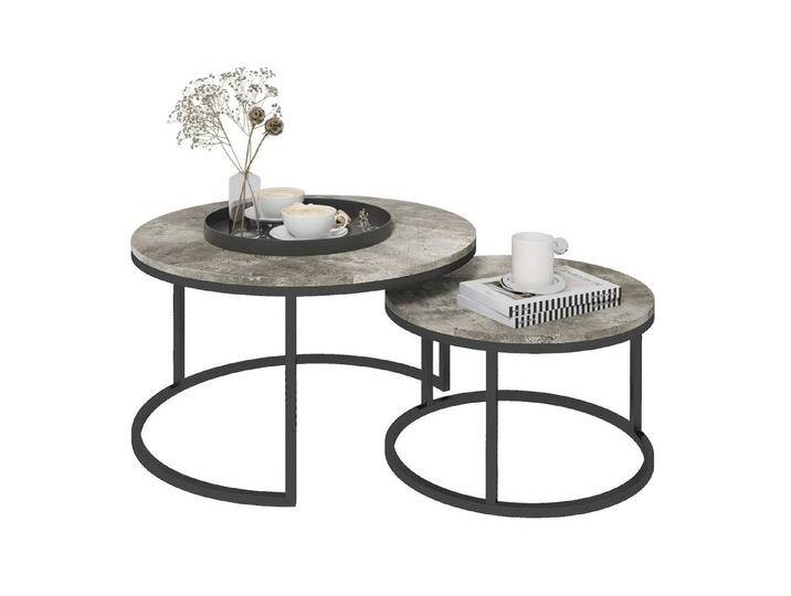 HOMCOM Couchtisch 2er Set, stapelbar, in Marmoroptik, mit Metallgestell (Sofatisch, 2-St., Beistelltisch), für Wohnzimmer, Schlafzimmer, Balkon, Grau, grau von Homcom
