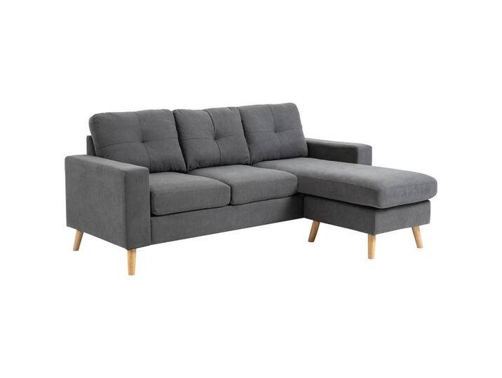 HOMCOM ECKSOFA, Dunkelgrau, 193x136 cm, Wohnzimmer, Sofas & Couches, Wohnlandschaften, Ecksofas von Homcom