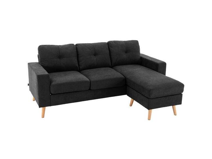 HOMCOM ECKSOFA, Schwarz, 193x136 cm, Wohnzimmer, Sofas & Couches, Wohnlandschaften, Ecksofas von Homcom
