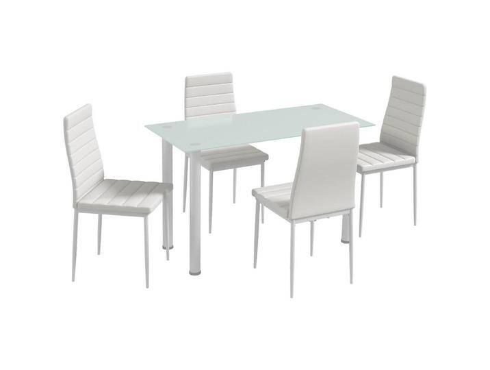 HOMCOM 5-TLG., Weiß, Kunststoff, 60x97x120 cm, Esszimmer, Bänke, Tisch- & Eckbankgruppen von Homcom