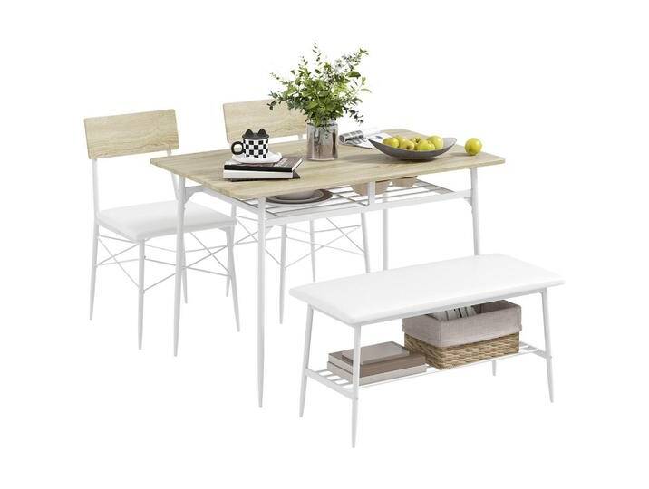 HOMCOM ESSTISCH, Eiche, Metall, 110x75x70 cm, Esszimmer, Bänke, Tisch- & Eckbankgruppen von Homcom