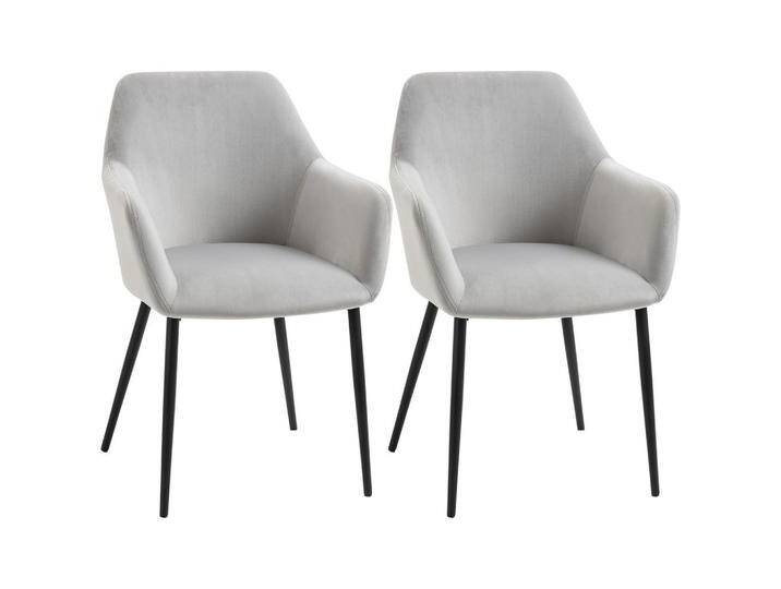 HOMCOM ESSZIMMERSTÜHLE,, Hellgrau, 57x80x54 cm, Esszimmer, Stühle, Esszimmerstühle, Armlehnenstühle von Homcom