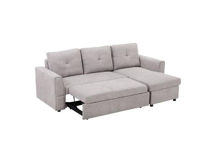 HOMCOM Ecksofa 3 Sitzer Couch, Schlafsofa 1 Teile, Ecksofa mit Stauraum und Gästebettfunktion, grau von Homcom