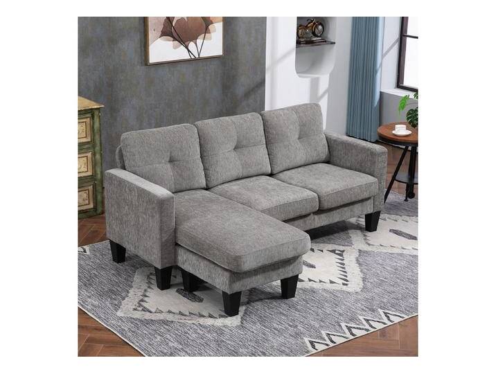 HOMCOM Ecksofa Eckcouch in L-Form, Eckgarnitur, 3-Sitzer-Sofa 1 Teile, für Wohnzimmer, Braun, braun von Homcom