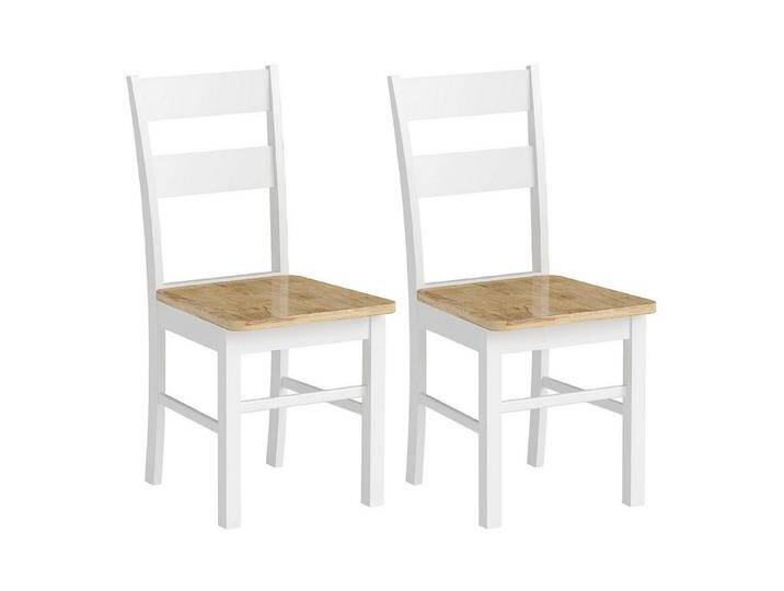 HOMCOM Esszimmerstuhl 2er Set Küchenstuhl mit Rückenlehne (Armlose Stühle, 2 St), aus Holz für Esstisch, Eiche, beige von Homcom
