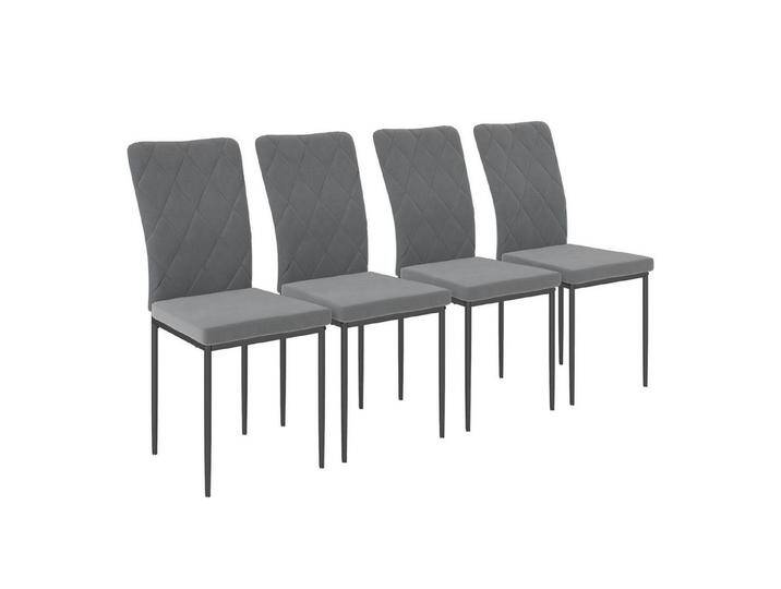 HOMCOM Esszimmerstuhl Küchenstuhl mit Rückenlehne, Samtoptik (Polsterstuhl, 4 St), Stühle mit Metallbeine für Esstisch, Dunkelgrau, grau von Homcom