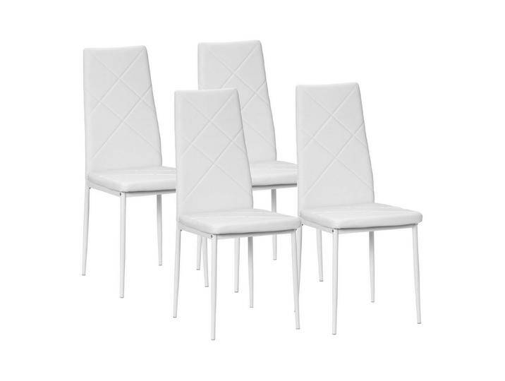HOMCOM Esszimmerstuhl Polsterstuhl mit Stahlbeine (Esstuhl, 4 St), Kunstleder, Weiß, 41 x 50 x 97 cm, weiß, Kunstleder, Schaumstoff, Stahl von Homcom