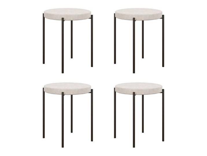 HOMCOM Esszimmerstuhl Thekenhocker mit gepolstertem Sitz, Rundhocker, Barhocker (Hocker, 4 St), für Wohnzimmer, Esszimmer, Cremeweiß, weiß, Polyester von Homcom