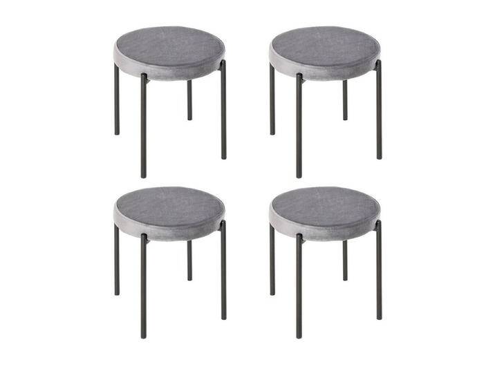 HOMCOM Esszimmerstuhl Thekenhocker mit gepolstertem Sitz (Rundhocker, 4 St), für Küche Esszimmer Samt Dunkelgrau 41,5 x 41,5 x 46 cm, grau, Samt von Homcom