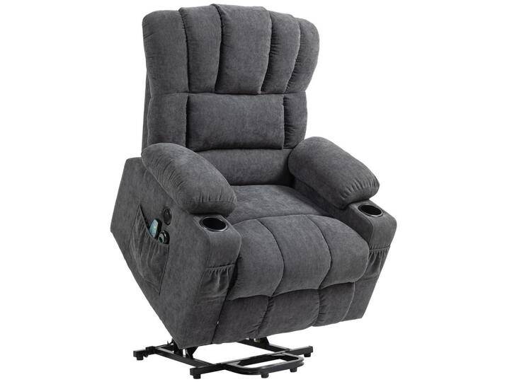 HOMCOM FERNSEHSESSEL, Dunkelgrau, 1-Sitzer, Füllung: Schaumstoff,Taschenfederkern, 91x110x93 cm, Wohnzimmer, Sessel, Fernsehsessel von Homcom