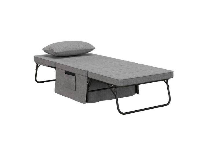 HOMCOM Gästebett 4-in-1 Einzelbett Klappbett klappbare Reisebett Ottomane mit Matratze (5-Stufen Höhenverstellbar, 1-St., mit stabilem Stahlrahmen) Grau von Homcom