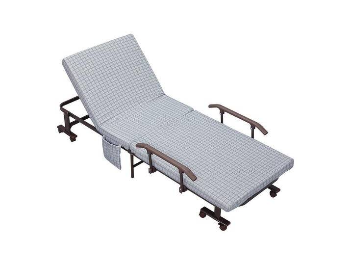 HOMCOM Gästebett Klappbett mit Rollen Sessel mit 5-stufig verstellbarer Rückenlehne (Reisebett, 1-St., Stahlrahmen) 190 x 76 x 33 cm, grau schwarz von Homcom