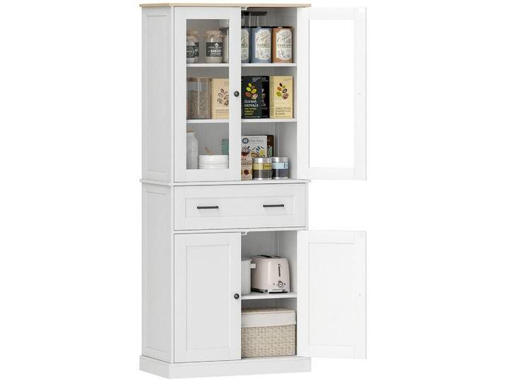 HOMCOM KÜCHENSCHRANK,, Weiß, 76x182.5x40 cm, Küchen, Küchenmöbel, Küchenschränke, Geräteumbauschränke von Homcom