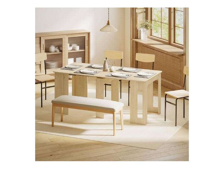 HOMCOM Klapptisch Ausziehbar, platzsparend (Ausziehbar Küchentisch, 1-St., Esstisch), für Wohnzimmer, Esszimmer, Küche, 60-180x85x75 cm, Naturholz von Homcom