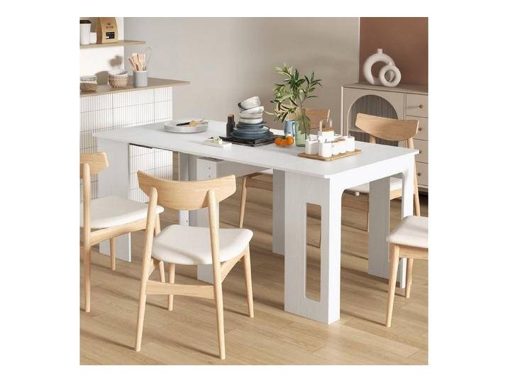 HOMCOM Klapptisch für bis 6 Personen, mit Stahlgleitschienen (Ausziehbar Küchentisch, 1-St., Esstisch), für Wohnzimmer, Esszimmer, Küche, 60-180x85x75 cm von Homcom