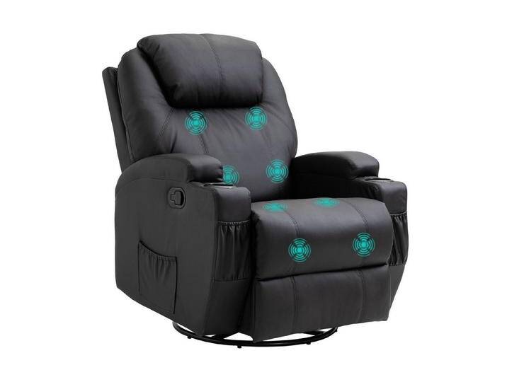 HOMCOM Massagesessel (Set, 1-St., Relaxsessel), Fernsehsessel mit Liegenfunktion Schwarz, schwarz, Schwarz von Homcom