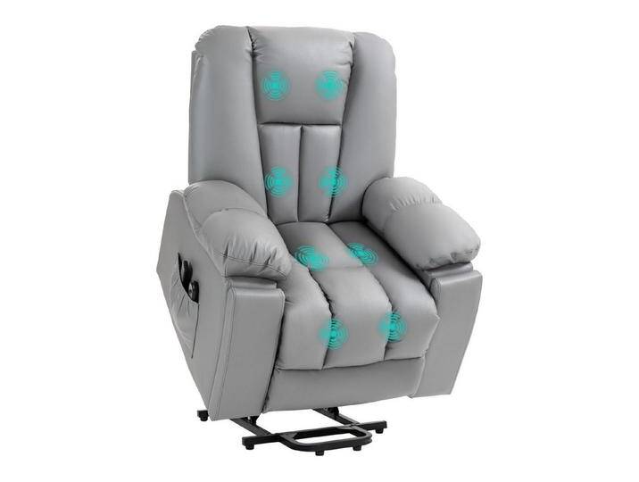 HOMCOM Massagesessel Elektrischer Aufstehsessel mit Seitentaschen (Fernsehsessel mit Fernbedienung, 1-St., Relaxsessel mit Liegefunktion), für Arbeitszimmer, Wohnzimmer von Homcom