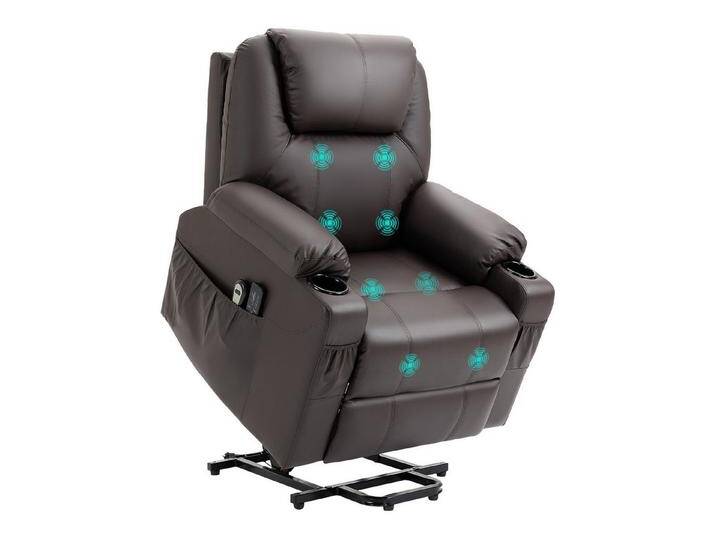 HOMCOM Massagesessel Elektrischer Aufstehsessel mit Seitentaschen (Fernsehsessel mit Fernbedienung, 1-St., Relaxsessel mit Liegefunktion), für Arbeitszimmer, Wohnzimmer von Homcom