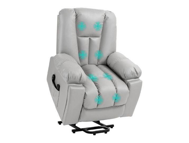HOMCOM Massagesessel Elektrischer Aufstehsessel mit Seitentaschen (Fernsehsessel mit Fernbedienung, 1-St., Relaxsessel mit Liegefunktion), für Arbeitszimmer, Wohnzimmer von Homcom
