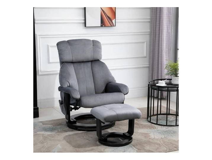 HOMCOM Massagesessel Fernsehsessel, Hocker, aus Kunstleder, Kann sitzen, um 360° drehen (Relaxliege, 2-St., Massagestuhl), für Wohnbereich, Grau, grau von Homcom