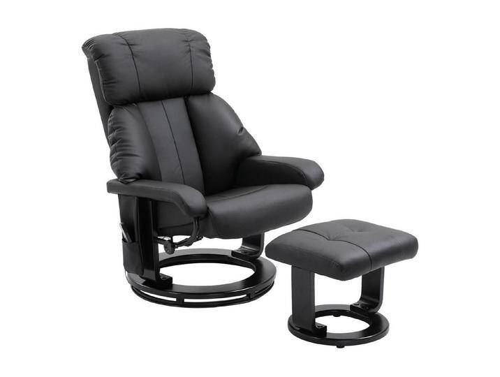 HOMCOM Massagesessel Fernsehsessel, Hocker, aus Kunstleder, Kann sitzen, um 360° drehen (Relaxliege, 2-St., Relaxsessel), für Wohnbereich, Schwarz von Homcom