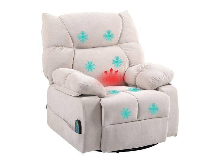 HOMCOM Massagesessel Fernsehsessel, TV-Sessel, 360° drehbar (Ruhesessel, 1-St., Relaxsessel), für Wohnzimmer, Beige, beige weiß von Homcom
