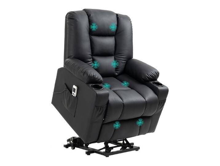 HOMCOM Massagesessel Fernsehsessel mit Liegefunktion, Rollen, Fernbedienung (Relaxsessel mit Aufstehhilfe, 2-St., TV Sessel), mit USB-Anschluss von Homcom