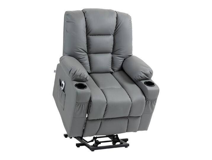 HOMCOM Massagesessel Sessel mit Aufstehhilfe, USB-Anschluss, Fernbedienung, Rollen (Relaxsessel, 1-St., Fernsehsessel), für Wohnzimmer, Grau, grau von Homcom