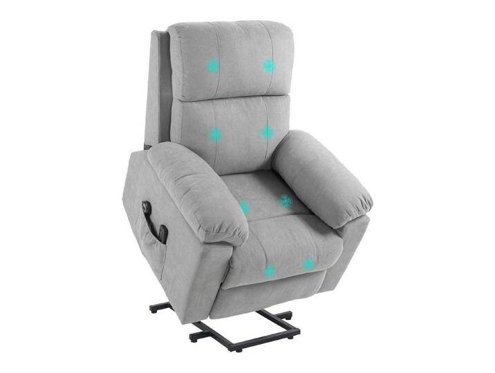 HOMCOM Massagesessel Sessel mit Aufstehhilfe mit Seitentaschen, Elektrischer Aufstehsessel (Fernsehsessel mit Fernbedienung, 1-St., Relaxsessel mit Liegefunktion), für Arbeitszimmer, Wohnzimmer, Hellgrau von Homcom