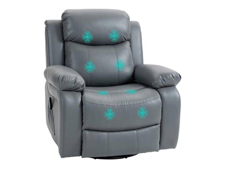 HOMCOM Massagesessel mit 8 Vibrationsköpfen, Fernbedienung, Liegefunktion, Wippfunktion (Fernsehsessel, 1-St., Relaxsessel), für Wohnzimmer, Schlafzimmer von Homcom