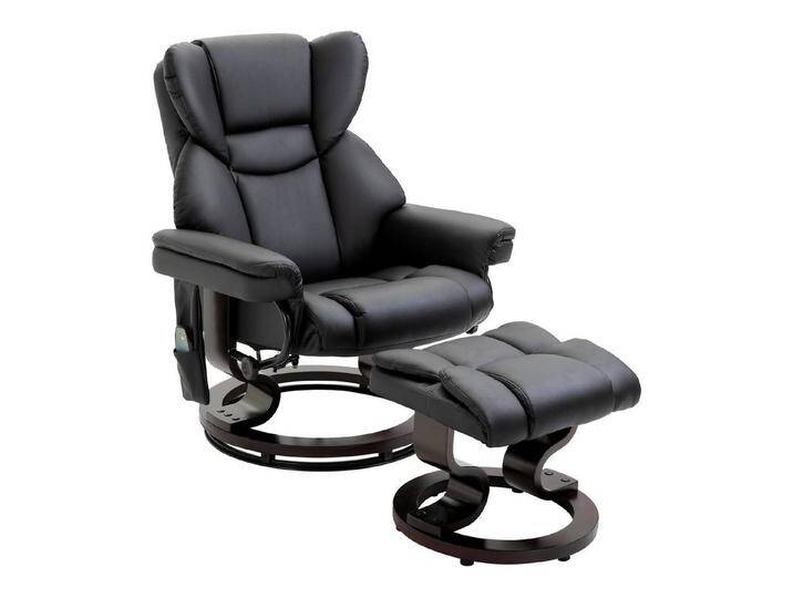 HOMCOM Massagesessel mit Fußhocker, Liegefunktion (Sessel, 2-St., Relaxsessel), für Wohnyimmer, Schwarz, schwarz von Homcom