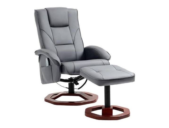 HOMCOM Massagesessel mit Hocker, Seitentasche, Stauraum, Liegefunktion 360° drehbar (Relaxsessel, 2-St., Fernsehsessel) von Homcom
