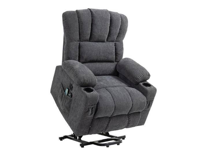 HOMCOM Massagesessel mit Liege-, Heiz- und Massagefunktion (Relaxsessel, 1-St., Fernsehsessel), mit Typ-C- und USB-Anschlüssen, Becherhalter von Homcom