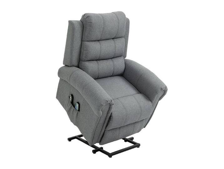 HOMCOM Massagesessel mit Wärmefunktion, mit Aufstehhilfe (Sessel, 1-St., Aufstehsessel), Massagestuhl Aufstehfunktion Fernbedienung Leinen, grau von Homcom