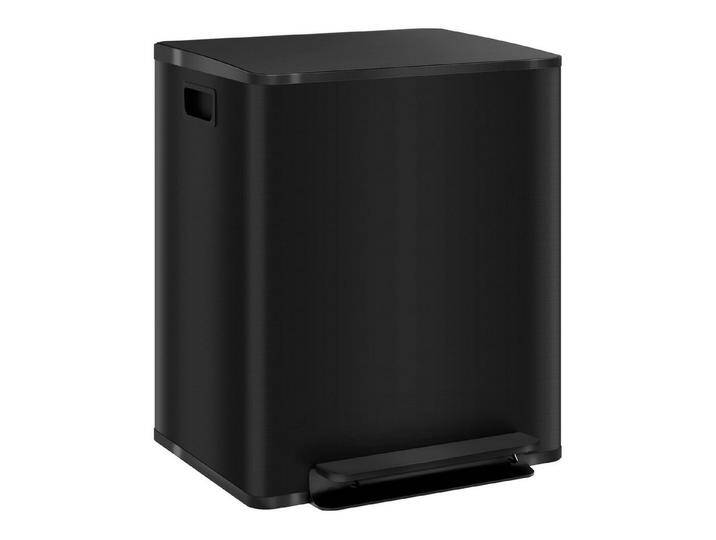 HOMCOM Mülleimer 2 x 25L mit Deckel Fußpedal, für Wohnzimmer, Büro, Edelstahl, 47,7 x 37,5 x 56 cm, schwarz von Homcom
