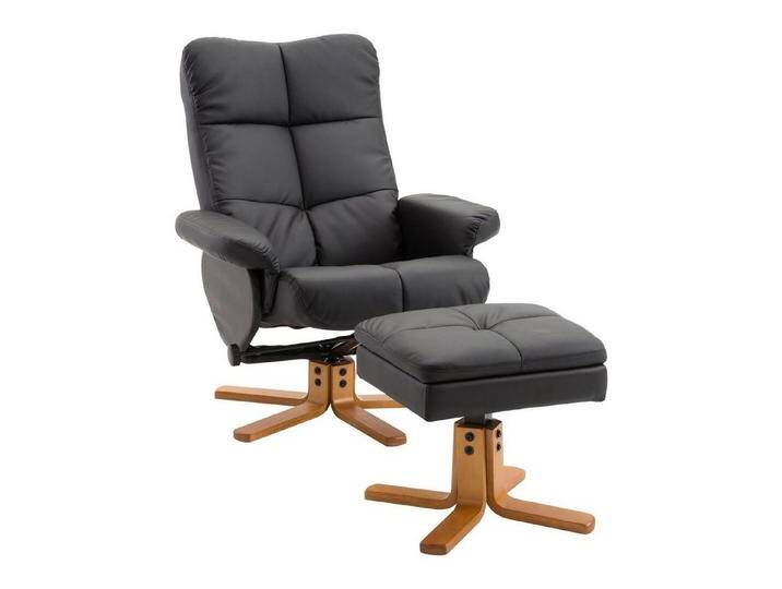 HOMCOM Polsterstuhl mit Hocker und Stauraum, Fernsehsessel mit Liegefunktion (Relaxsessel, 2 St), für Wohnzimmer, Schwarz, schwarz von Homcom