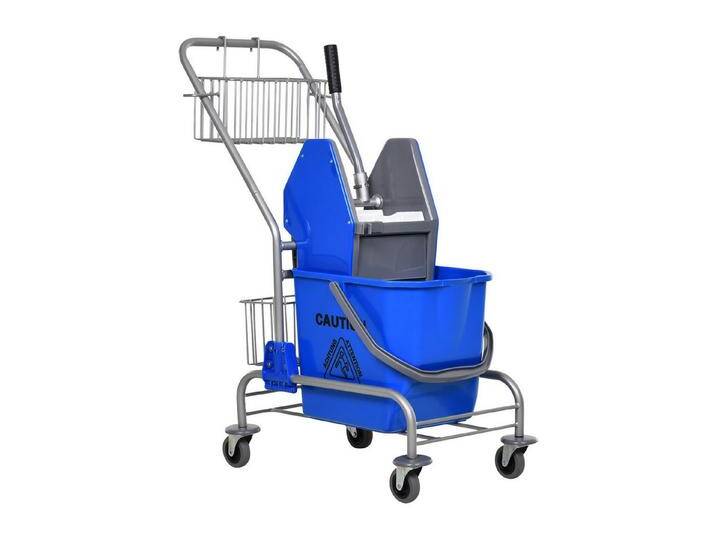 HOMCOM Putzeimer Putzwagen, Reinigungswagen, (Wischwagen, 26 Liter, 1-tlg., Haushaltswagen mit Rollen, Haken für Mopp), Blau, blau von Homcom