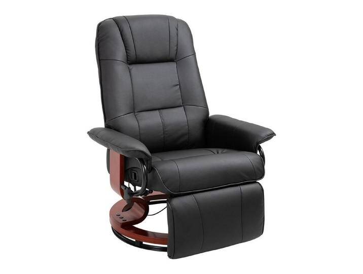 HOMCOM Relaxsessel (Set, 1-St., Fernsehsessell), Liegesessel Drehstuhl Holzfuß neigbar, schwarz von Homcom