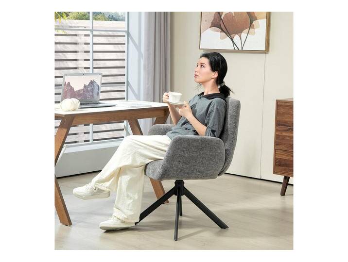 HOMCOM Relaxsessel Drehbar Sessel mit Armlehne, Wolle-Leinenoptik (Loungesessel, 1-St., Polsterstuhl), für Wohnzimmer, Schlafzimmer, Dunkelgrau, grau von Homcom