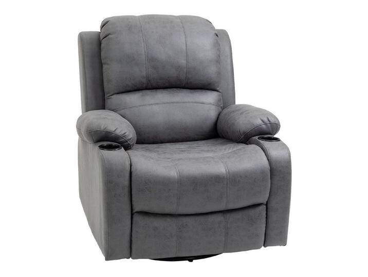 HOMCOM Relaxsessel Drehbarer Fernsehsesse, mit Wippfunktion, Liegefunktion (Ruhesessel, 1-St., Liegesessel), für Wohnbereich, Grau, grau von Homcom