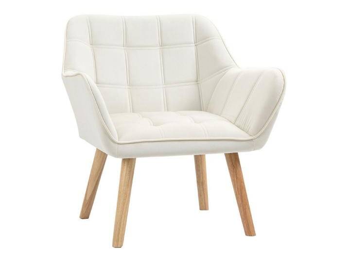 HOMCOM Relaxsessel Einzelsessel Ohrensessel, Sessel mit Samt erhöhte Beine (Esszimmerstuhl, 1-St., Stuhl), für Wohnzimmer, Schlafzimmer, Cremeweiß von Homcom